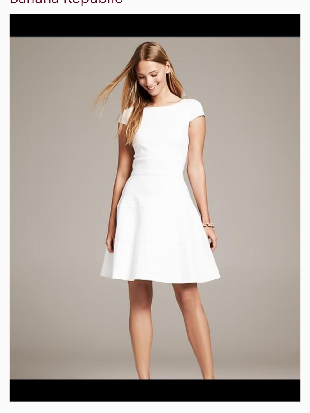 Banana Republic White Short Sleeve Fit-and-Flare Mini Dress
